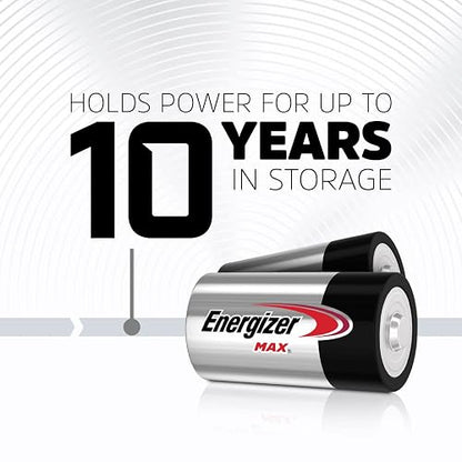 Energizer - Pilas Alcalinas Tipo D, MAX 1.5V, Paquete de 8 | Energía de larga duración para linternas, radios, juguetes electrónicos y otros dispositivos de alto consumo.