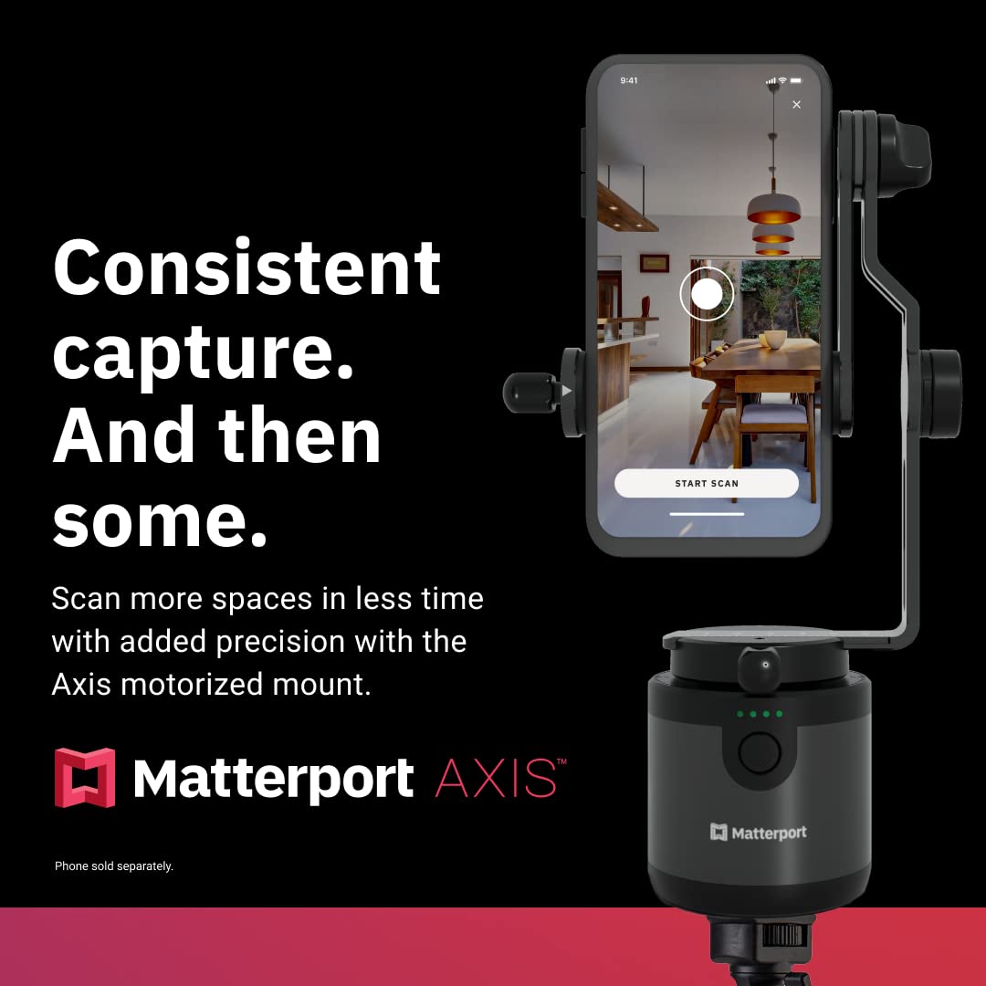 Matterport Axis - Estabilizador de cardán para cámara de Smartphone - Soporte Giratorio motorizado para escaneos de Fotos Profesionales 3D 360 para teléfonos iPhone y Android