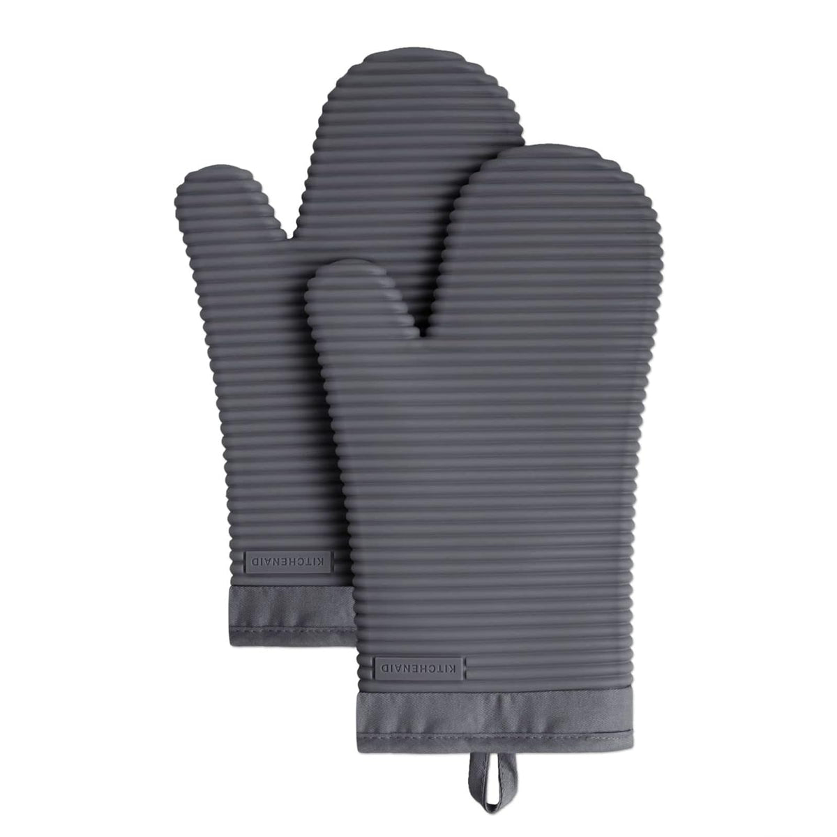 KitchenAid - Juego de 2 Manoplas de Horno de Silicona Acanaladas - 7.5"x13" - Gris antracita