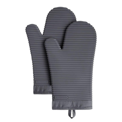 KitchenAid - Juego de 2 Manoplas de Horno de Silicona Acanaladas - 7.5"x13" - Gris antracita