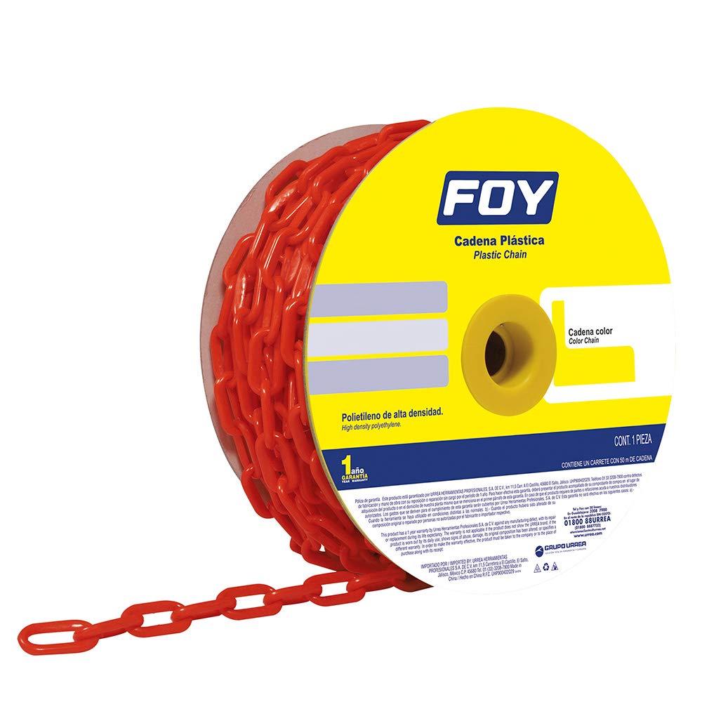 Foy 143419 Cadena plástica calibre 6 mm de 25 m, color rojo