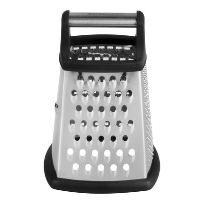 Vasconia | Rallador de 4 Lados Esencial Acero Inoxidable Antideslizante | Base antideslizante, Asa ergonómica, Acero inoxidable, Alta resistencia, Fácil limpieza, Uso diario, Diseño estable