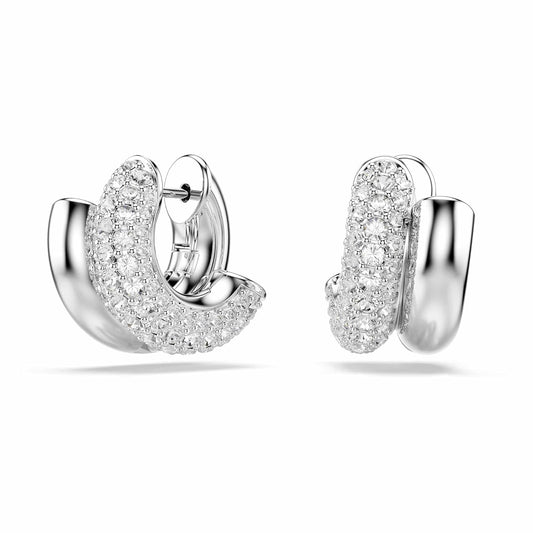 Swarovski Dextera Collection - Pendientes de aro (corte redondo), color blanco