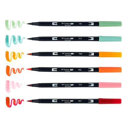 Tombow 56229 Dual Brush Pen Art Markers Pumpkin Spice 6-Pack