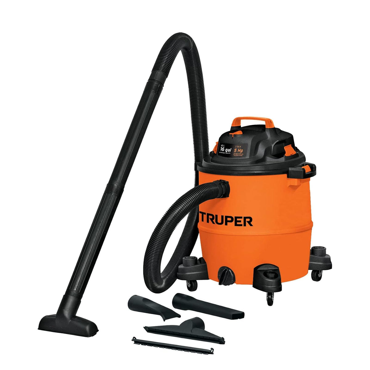 Truper Aspiradora de Sólidos y Líquidos, Plástica, Naranja - 16 Gal
