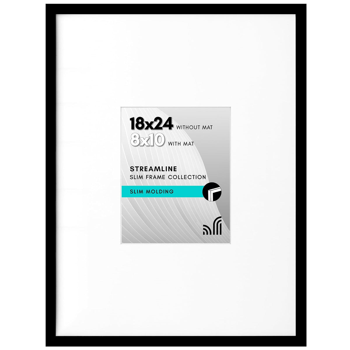 Americanflat Marco de Fotos 11 x 14 in, Set de 2 Piezas - Negro - 18x24 with 8x10 Mat - Alfombra blanca
