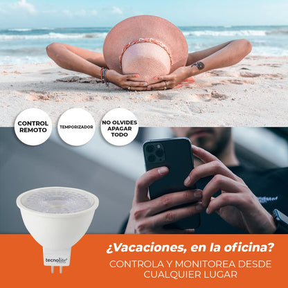 Tecnolite Connect - Foco Inteligente MR16 Flash Smart con Bulbo, Iluminación Interior, Luz Blanca Atenuable, 5 Watts, Control App Connect, Compatible con Alexa, WiFi y Bluetooth, Casa Inteligente