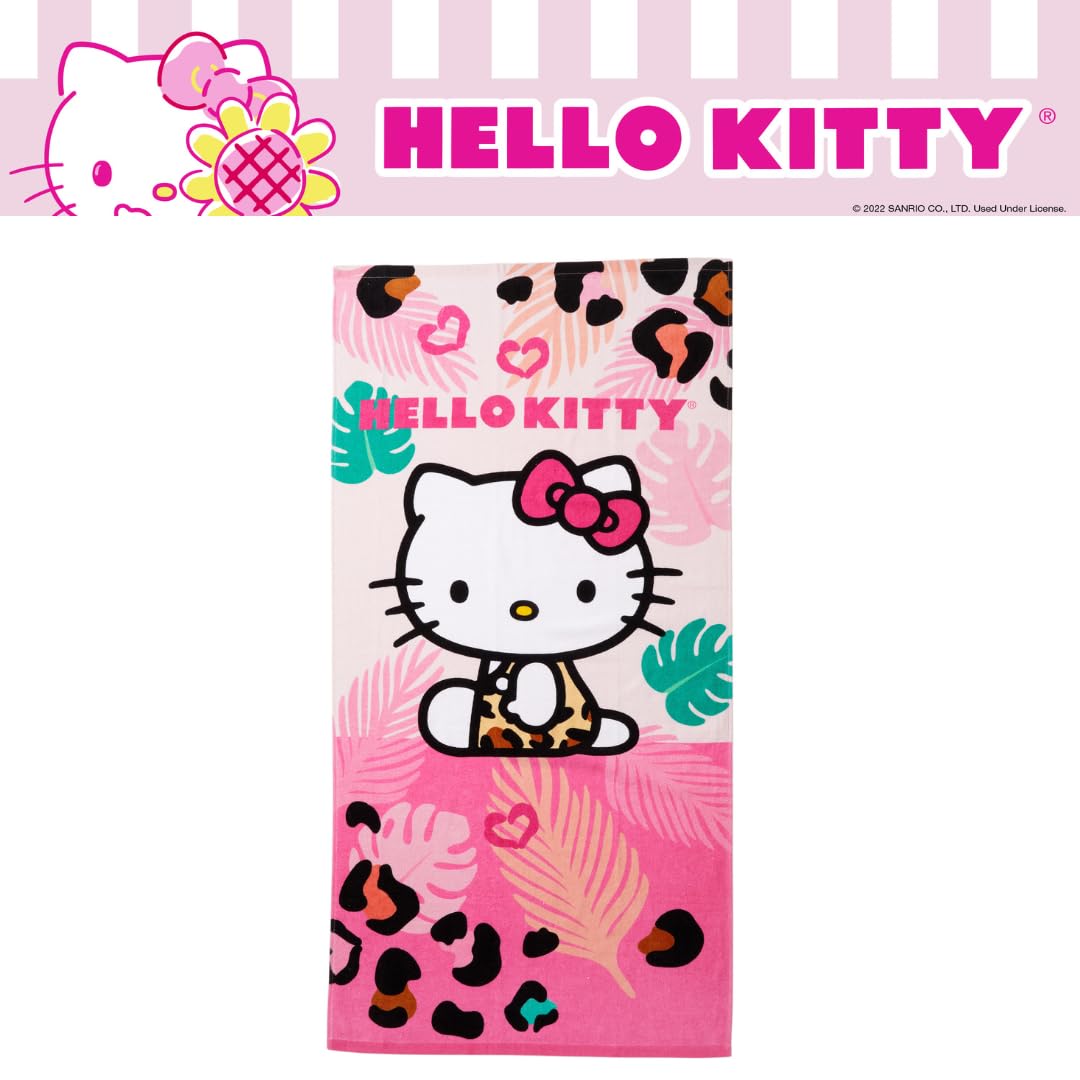 Franco Hello Kitty - Juego de 2 Toallas de Rizo de algodón Suave Absorbente para baño, Piscina, Playa, para niños, 50 x 25 Pulgadas, (Producto Oficial con Licencia)