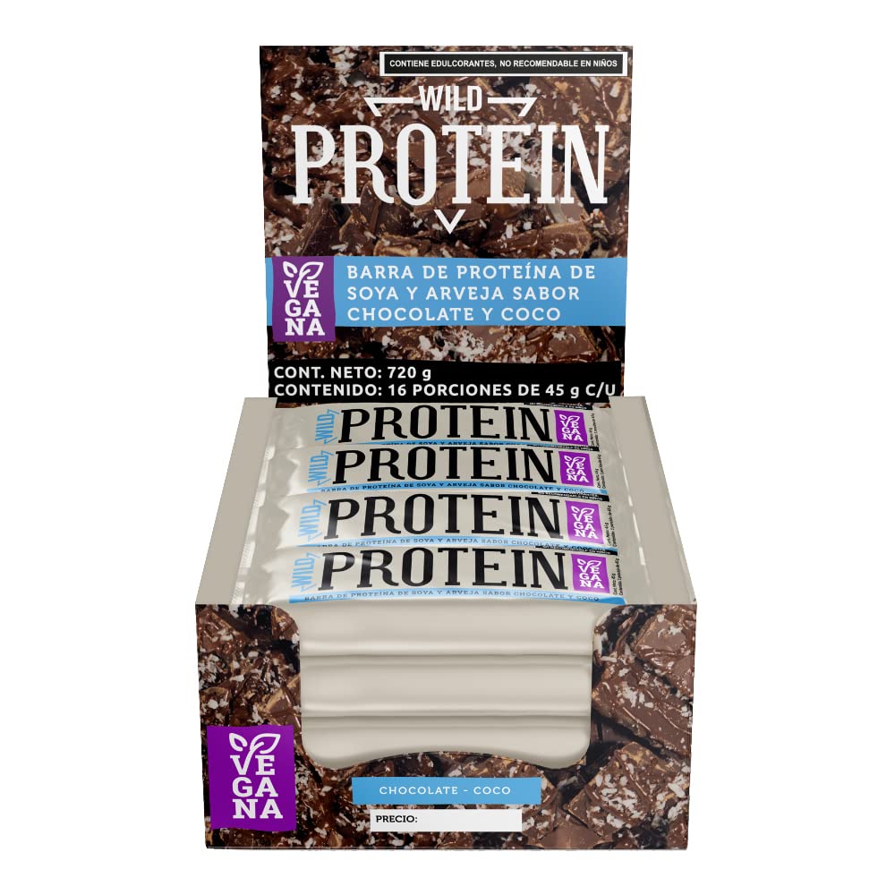 Wild Foods Barras de Proteína, Pack de 16, Varios Sabores - Coco - 45