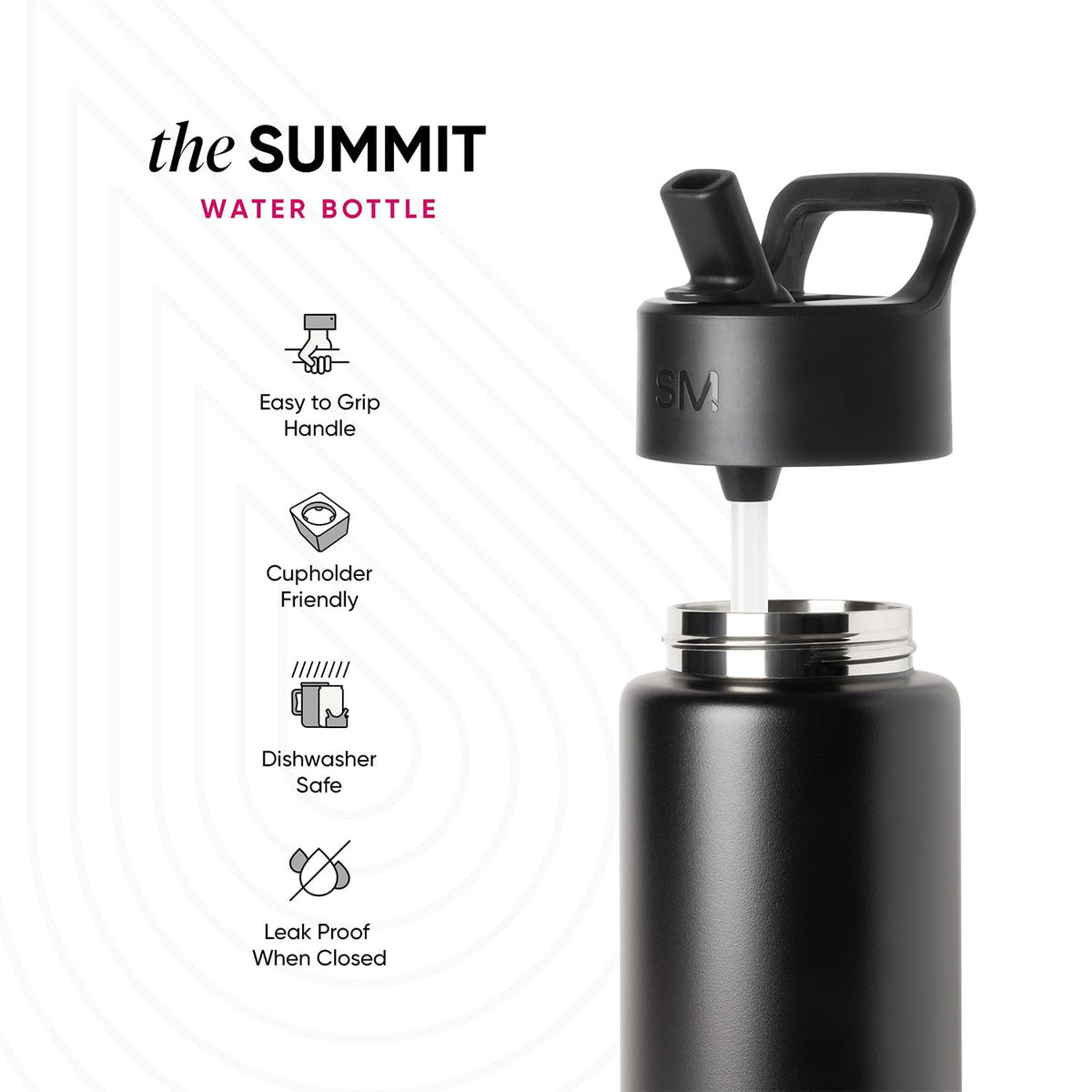 Simple Modern Summit - Botella de agua con tapa de popote, vaso de acero inoxidable aislado de 532 ml, para niños y niñas, para la escuela, diseño de caras de Mickey Mouse de Disney