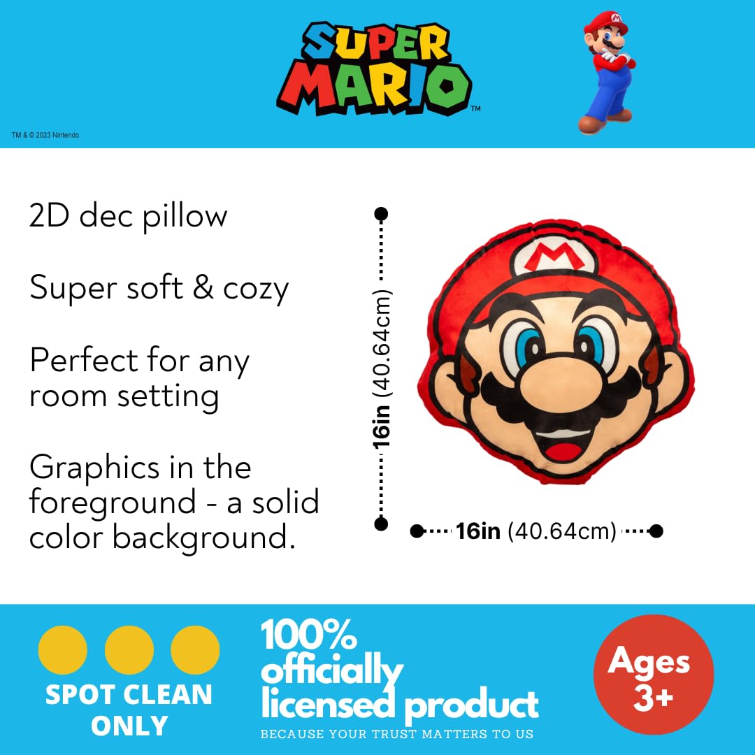 Franco Anime Juego de Cama Suave y acogedora Almohada Decorativa de Felpa, Talla única, Super Mario
