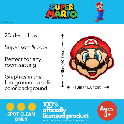 Franco Anime Juego de Cama Suave y acogedora Almohada Decorativa de Felpa, Talla única, Super Mario