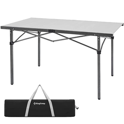 KingCamp KC2133_Black/Silver-USVC1 Mesa Estable portátil para Picnic al Aire última intervensión, Camping, Barbacoa y Fiesta en el Patio Trasero, 4-6 Personas, 53.5 x 27.5 Pulgadas
