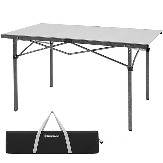 KingCamp KC2133_Black/Silver-USVC1 Mesa Estable portátil para Picnic al Aire última intervensión, Camping, Barbacoa y Fiesta en el Patio Trasero, 4-6 Personas, 53.5 x 27.5 Pulgadas