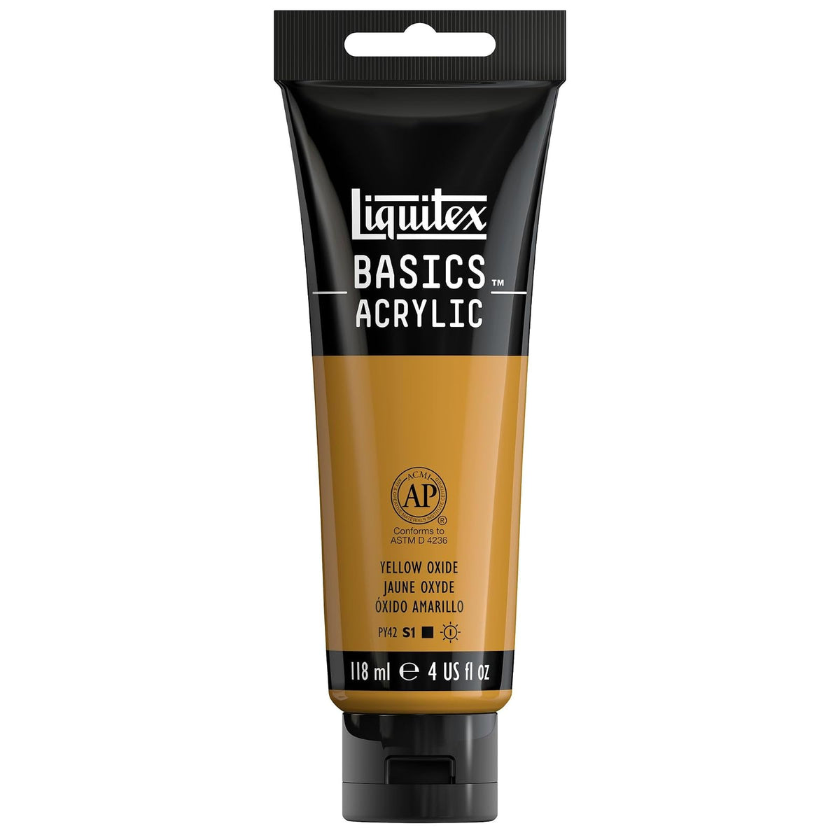 Liquitex Basics Pintura Acrílica, Tubo de 4 oz - Amarillo (Yellow Oxide 416) - Tubo de 4 oz