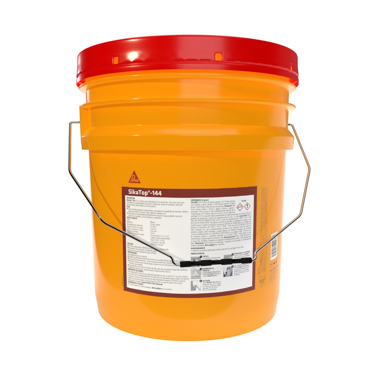 Sika - Mortero Cementicio para Recubrimientos Impermeables - SikaTop-144 - Excelente Durabilidad en Todos los Climas - Blanco - Cubeta de 13.3 Kg