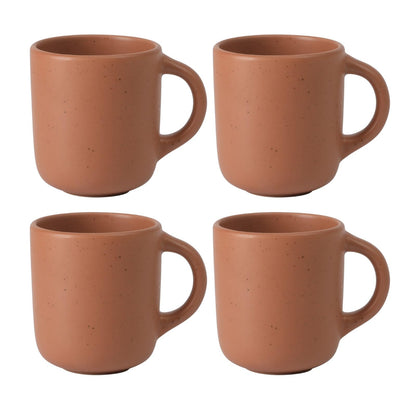 - Juego de 4 tazas de arcilla de Córcega, Terracota, Mate, Sólido, Adecuado para lavaplatos y microondas