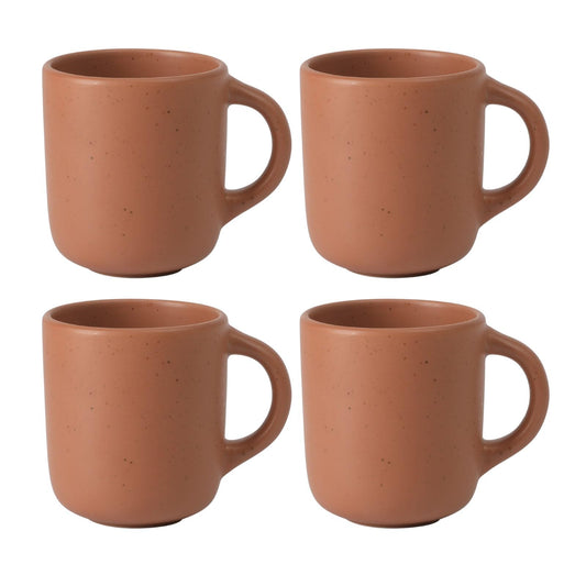- Juego de 4 tazas de arcilla de Córcega, Terracota, Mate, Sólido, Adecuado para lavaplatos y microondas
