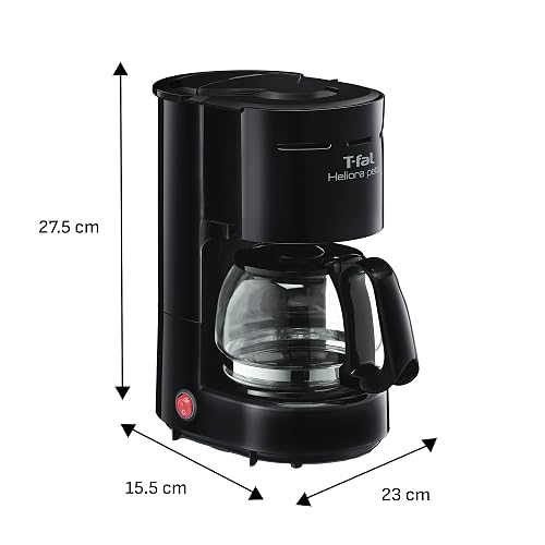 T-fal Cafetera de Filtro Heliera Petit Negra CM3218MX | Capacidad 6 tazas, sistema antigoteo, filtro permanente lavable