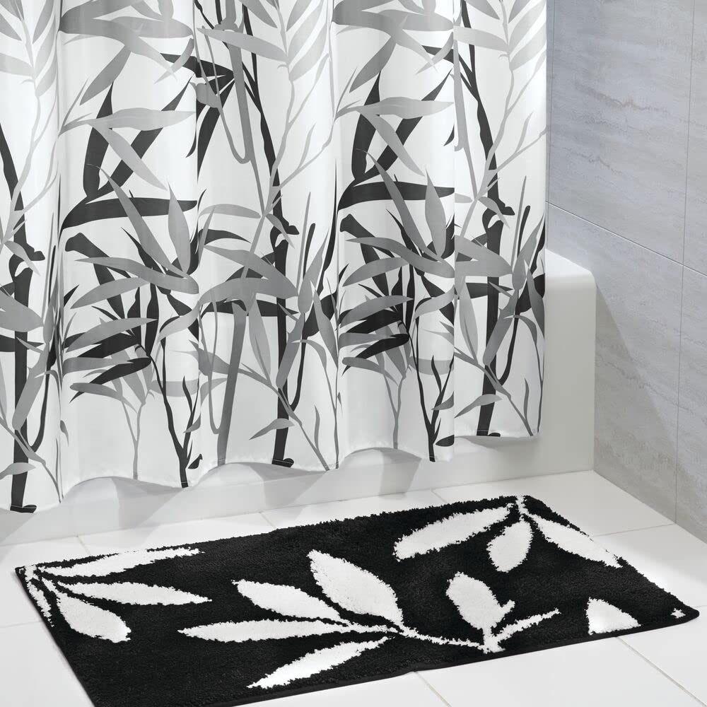 interDesign Anzu Cortina de Ducha | Cortina de baño Lavable a máquina de 183 x 183 cm | Cortinas Modernas con Estampado Floral para bañera o Plato de Ducha | Poliéster Gris