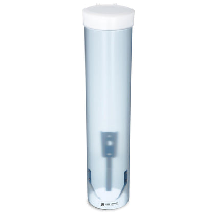 San Jamar C3165 Medium Pull Type Water Cup Dispenser, Fits 4oz to 10oz Cone and Flat Cup Size, 2-1/4" to 3-1/4" Rim, 16" Tube Length, Frosted Blue