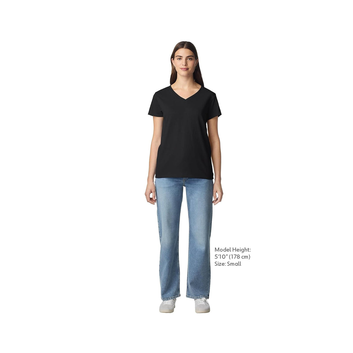 Gildan Playera de algodón Pesado con Cuello en V, Paquete de 2 Camiseta para Mujer
