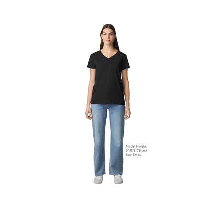 Gildan Playera de algodón Pesado con Cuello en V, Paquete de 2 Camiseta para Mujer