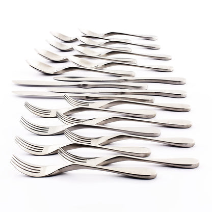 Knork 18/10 Cubertería de acero inoxidable, 20 piezas, plateado brillante, Plateado mate, 20 Piece Set, Service for 4, 1