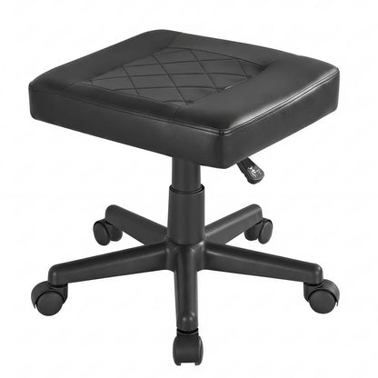 VECELO - Reposapiés para debajo del computadora, reposapiés ergonómico de poliuretano con ruedas, acolchado cómodo, altura ajustable para aliviar el dolor de piernas, rigidez, etc., color negro