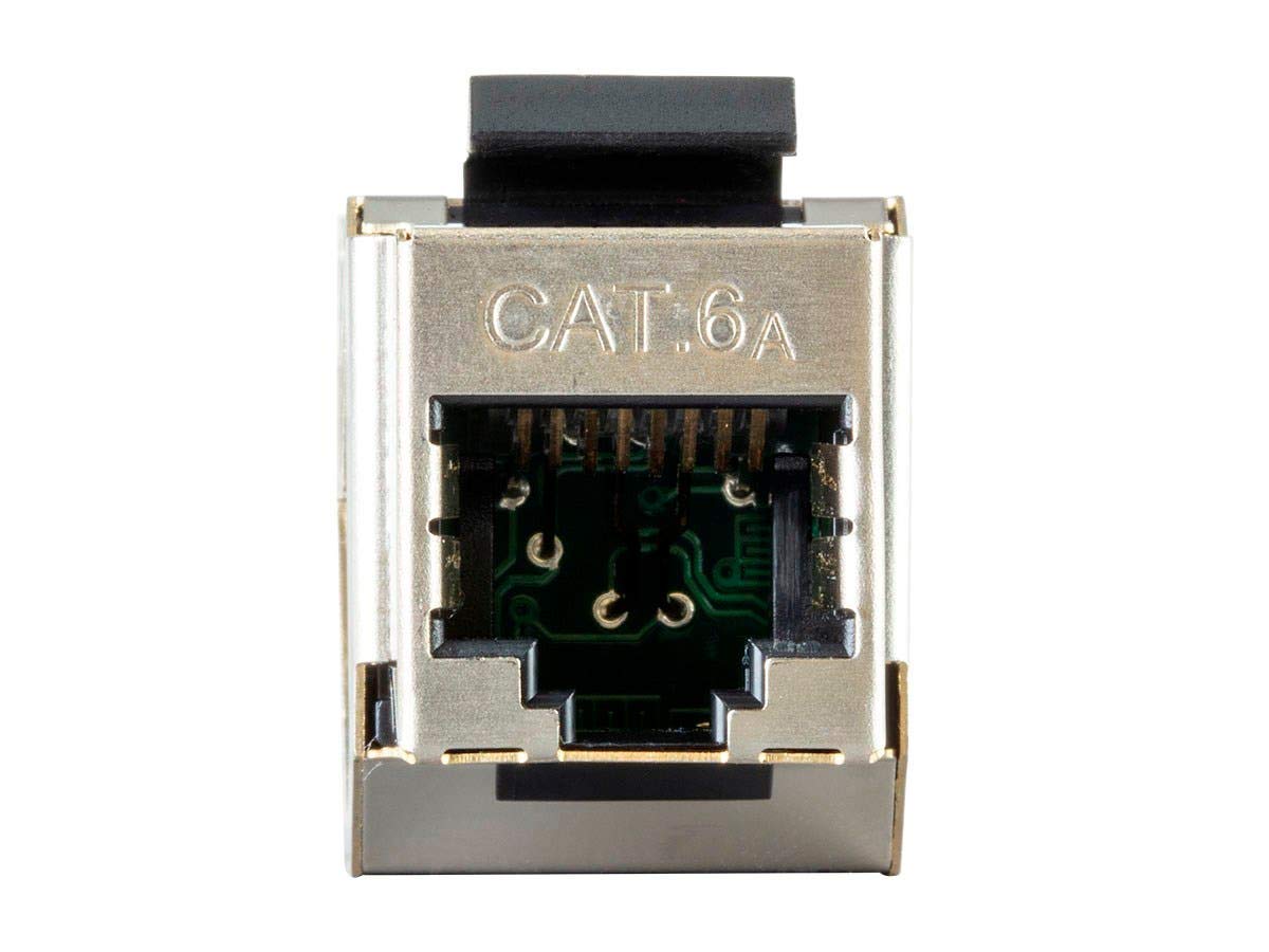 Monoprice Shielded Straight Through Cat6A RJ45 Keystone In-Line Coupler - Silver Use for Networking, Patch Cables, Ethernet Cable/Chord