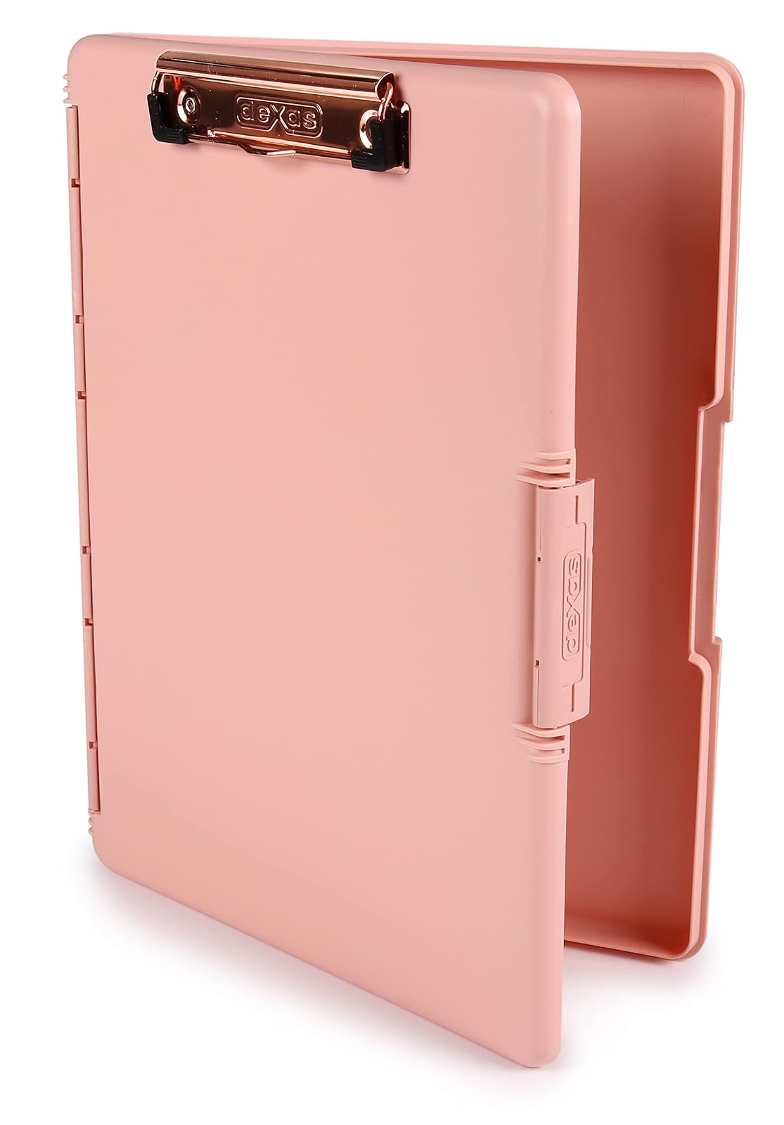 Dexas Slimcase 3517R-196 - Portapapapeles de almacenamiento con apertura lateral, 12.5 x 9.5 pulgadas, rosa rubor con clip de oro rosa