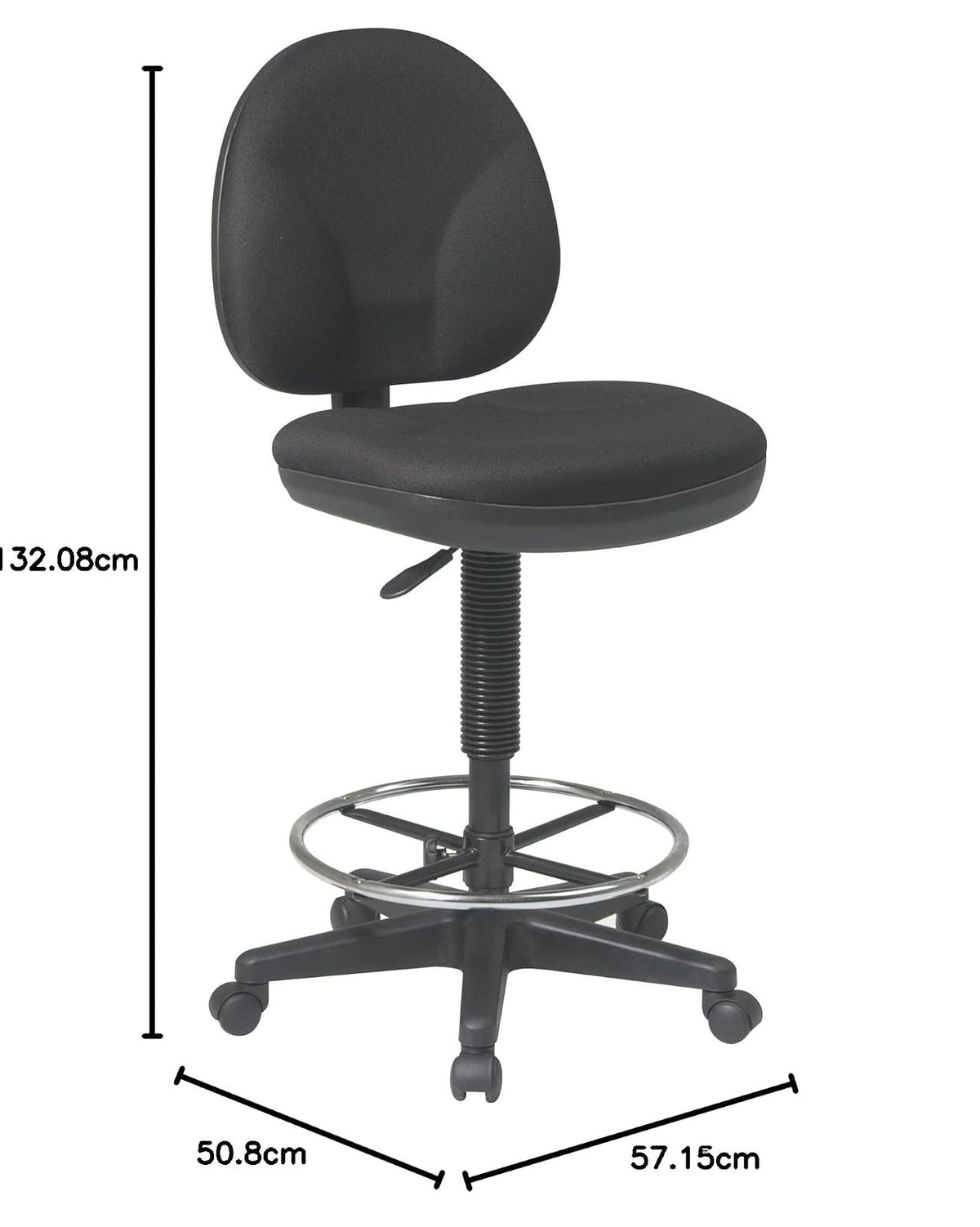 Office Star DC Series - Silla de Dibujo con Asiento y Respaldo esculpidos, Soporte Lumbar Integrado y Anillo de pie Ajustable, Tela Negra Icono