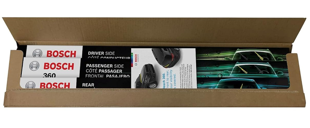Bosch B36010 360 Limpiaparabrisas Delantero (24" & 18") + Trasero (14") | Reemplazo completo de la escobilla del limpiaparabrisas del vehículo