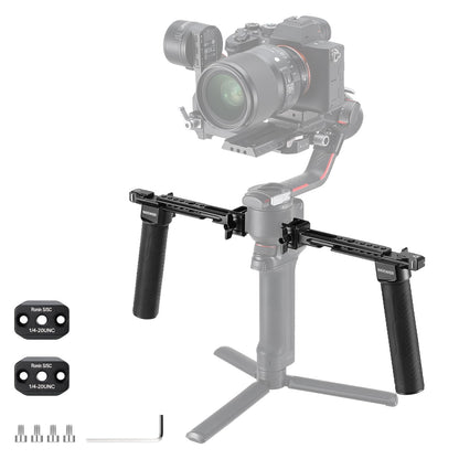 NEEWER Doble Mango Compatible con dji RS5 RS4 RS4 Pro RS3 RS3 Pro RS2 RSC2 Ronin S SC Gimbal, Kit Doble Mango con 2 Mini Rieles NATO, Abrazaderas NATO Liberación Rápida, Roscas de 1/4" y 3/8", GA006