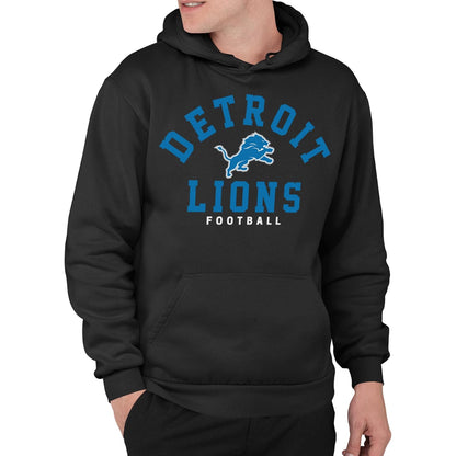 Junk Food NFL - Sudadera con Capucha Unisex con Logotipo del Equipo NFL Classic para Adultos - Leones de Detroit - CH - Negro