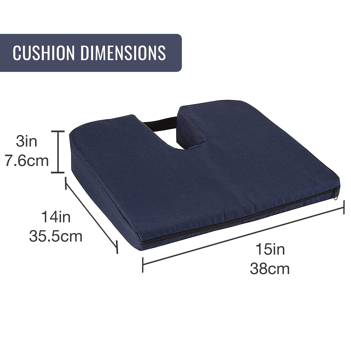 Duro-Med Foam Seat Cushion for Coccyx Support and Better Posture, Navy