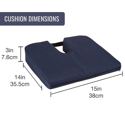 Duro-Med Foam Seat Cushion for Coccyx Support and Better Posture, Navy