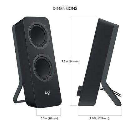 Logitech Z207 Sistema de Bocinas Bluetooth para PC, Sonido Estéreo, 10W de Pico, Entrada Audio 3.5 mm, Toma Auriculares, Multidispositivos, Computadora/TV/Smartphone/Tablet - Negro