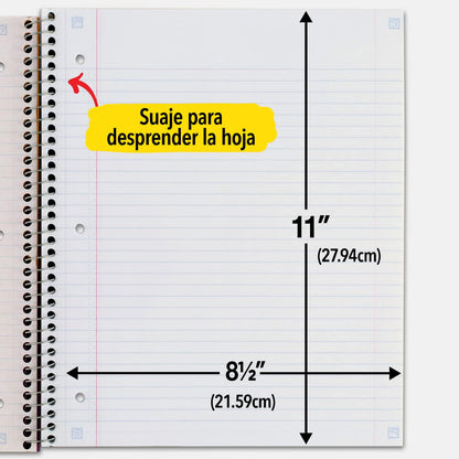 Five Star cuaderno de espiral, 5 materias, con renglones, 200 hojas de papel, 27.9 cm x 21.59 cm, Verde, 1 paquete