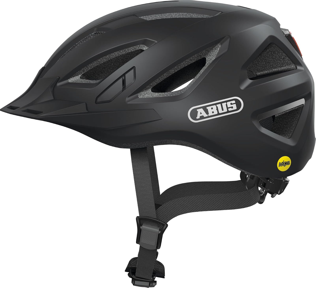 ABUS Stadthelm Urban-I 3.0 MIPS - Fahrradhelm mit Aufprallschutz, Rücklicht, Schirm und Magnetverschluss - für Damen und Herren - L (56-61 cm) - Negro