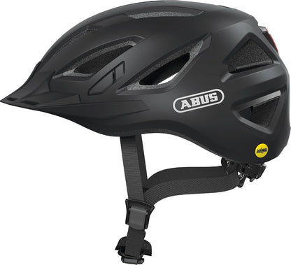 ABUS Stadthelm Urban-I 3.0 MIPS - Fahrradhelm mit Aufprallschutz, Rücklicht, Schirm und Magnetverschluss - für Damen und Herren - L (56-61 cm) - Negro