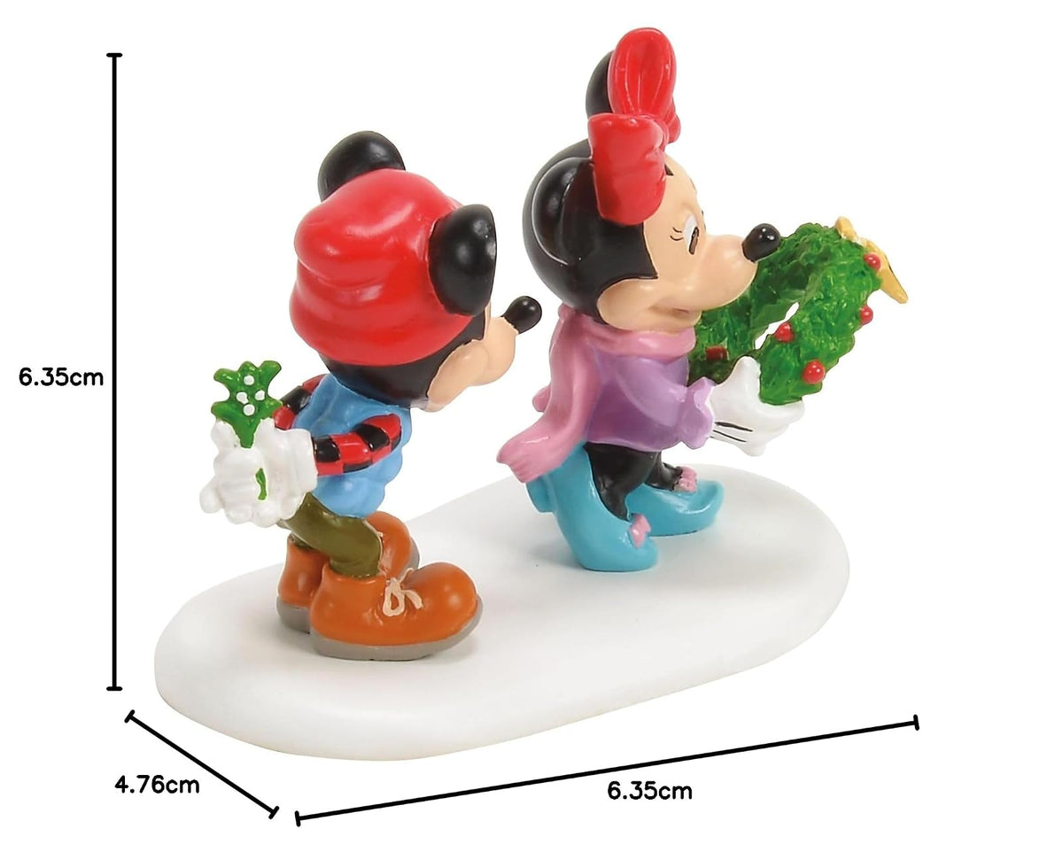 Department 56 Disney Mickey's Mistletoe Surprise 2.5 H Accesorio de Pueblo, Multicolor