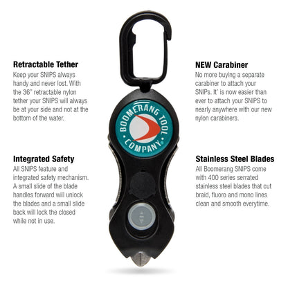 Boomerang Snips - Cortadores de línea de Pesca con Espiga retráctil de 91.4 cm y Cuchillas de Acero Inoxidable para Cortar líneas Trenzadas, monofilamento y Fluoro, nítida y uniformemente Siempre