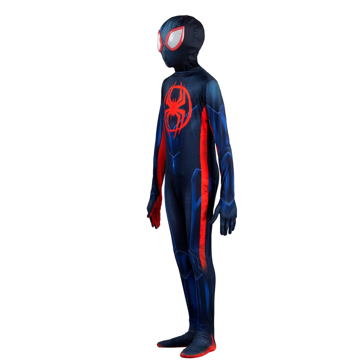 Marvel Miles Morales: Disfraz oficial de Zentai de Spider-Man para jóvenes, elastano elástico con cremalleras ocultas y aberturas para la muñeca