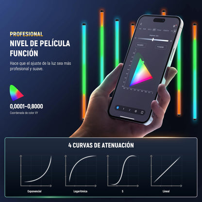 NEEWER - Luz de tubo RGB, luz de video LED de 30 W, RGBWW, varita de luz a todo color, con 18 escenas, efectos de 7 píxeles, 2500-10000 K, CRI97/TLCI98 6000 mAh, APP/2.4G/DMX control para grabación de