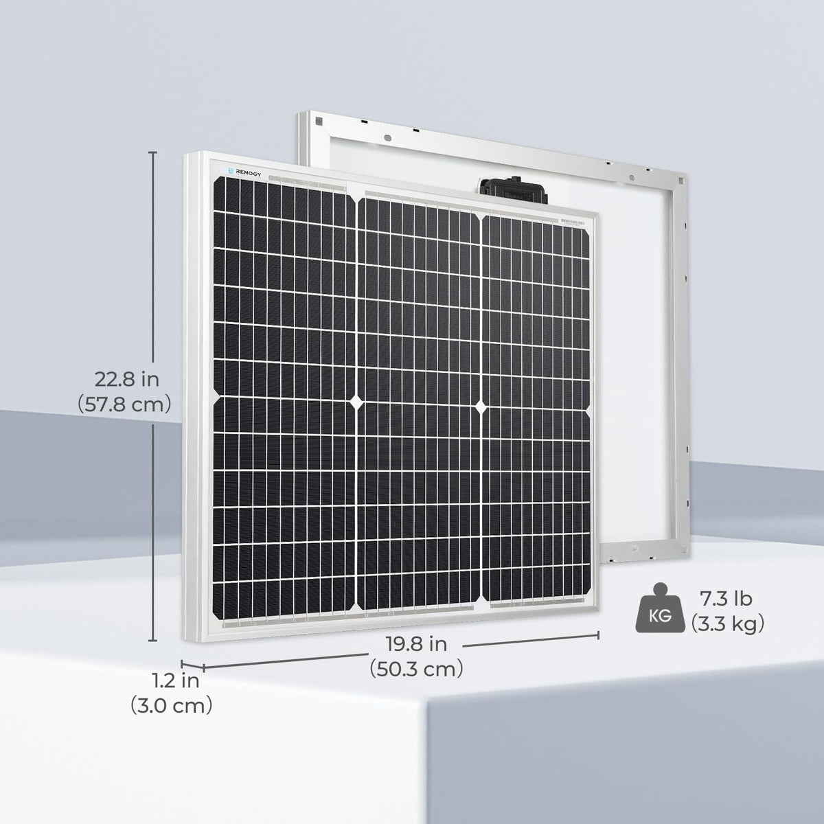 Renogy Panel solar monocristalino de 50 W y 12 V (diseño compacto) | Panel solar de 50 W para sistemas de batería de 12 V, ideal para RV Marine Rooftop Farm Trailer Cabin Home Off-Grid Systems