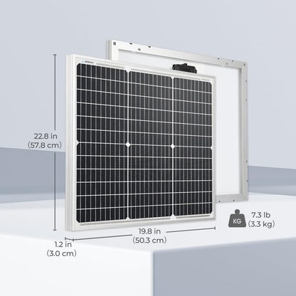 Renogy Panel solar monocristalino de 50 W y 12 V (diseño compacto) | Panel solar de 50 W para sistemas de batería de 12 V, ideal para RV Marine Rooftop Farm Trailer Cabin Home Off-Grid Systems