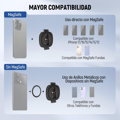 NEEWER - Soporte magnético Doble para teléfono Celular, Soporte de trípode con Rosca de 1/4 Pulgadas y Soporte para Zapato fría, Compatible con MagSafe iPhone, Samsung Android para grabación de Video