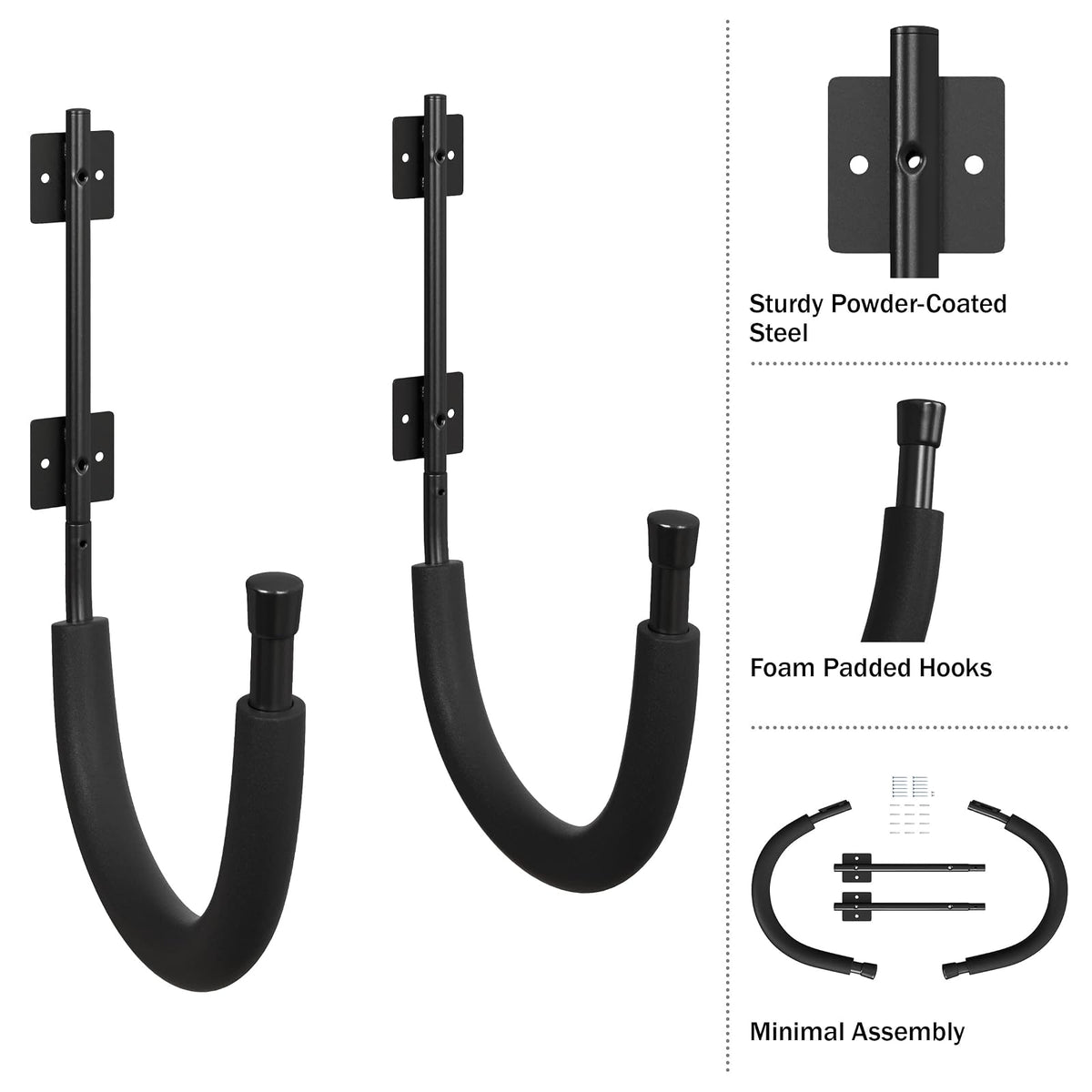 RAD Sportz Kayak Wall Hangers 100 LB Capacity Kayak Storage For Garage or Shed, Black