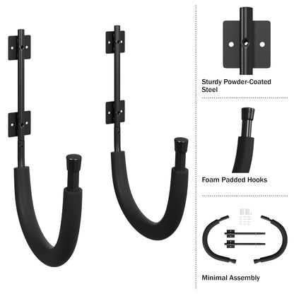 RAD Sportz Kayak Wall Hangers 100 LB Capacity Kayak Storage For Garage or Shed, Black